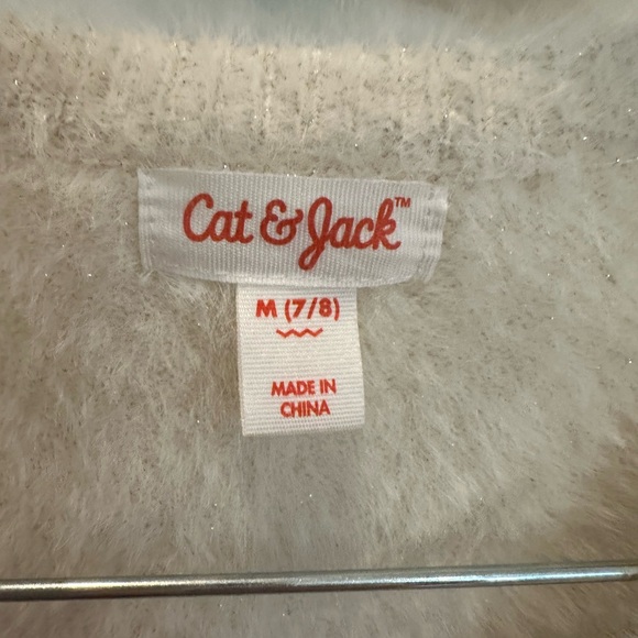 Ivory cream with gold sparkle jeweled button cardigan 7-8 Cat & Jack - Picture 2 of 6